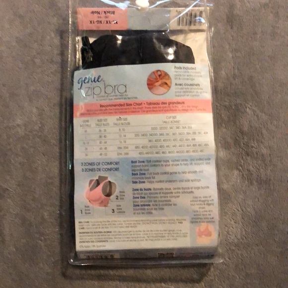 GenieZip intimates zip up black bra size XL-1X (40-44) - Picture 2 of 3